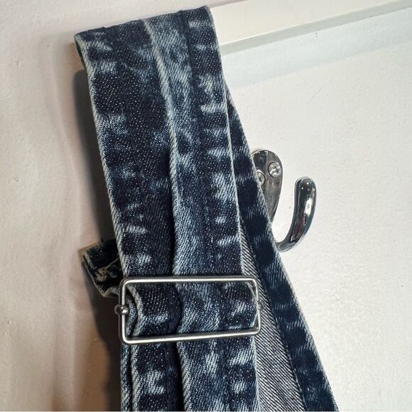 Smoke Rise Jeans Shortalls Overall Shorts Distressed Blue Denim Womens - Picture 6 of 10